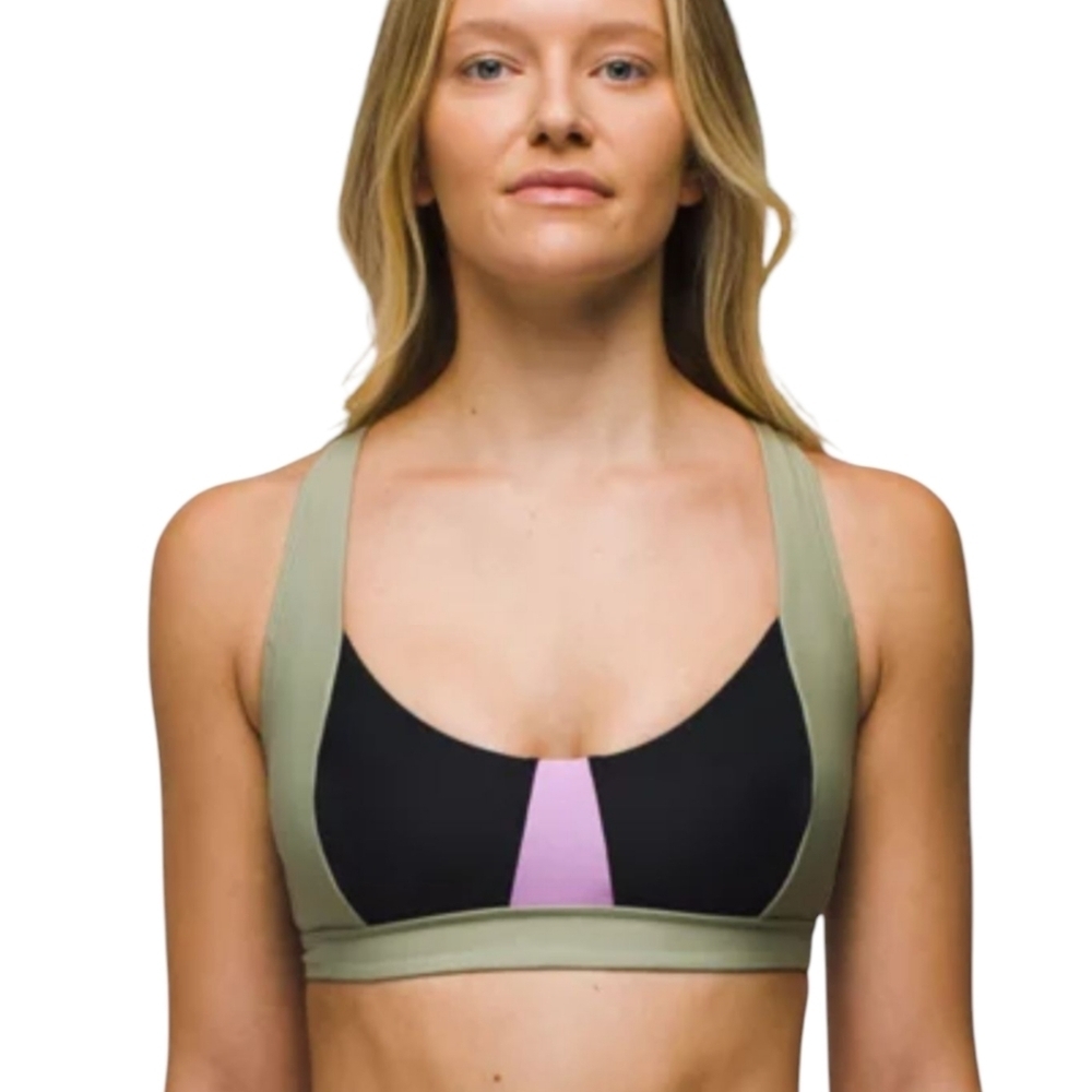 NWT Prana Tulum Black Color Block Swim Bikini Top
